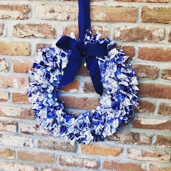 Other - SOLD Blue and White Chinoiserie inspired Rag Wreat